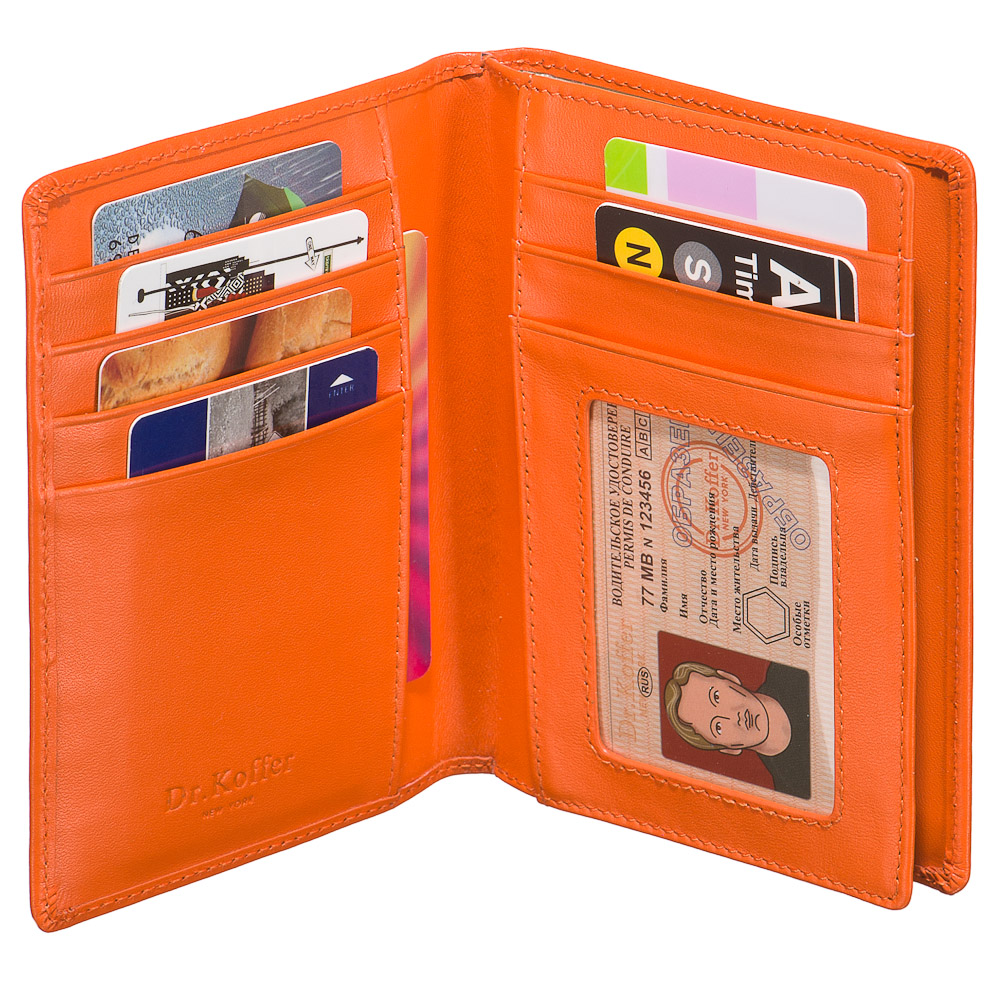 Оранжевая обложка для автодокументов с логотипом Dr.Koffer X51138-29-58