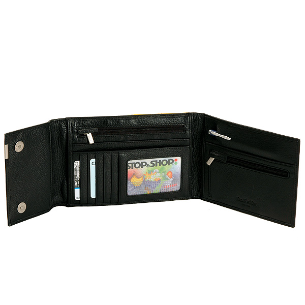 Многофункциональный черный кошелек, выполненный в классическом стиле Dr.Koffer X26831-1-4