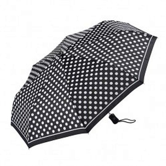 Черный женский зонт в горошек Dr.Koffer E411 1s2200